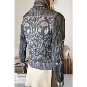 Vintage crinkle texture distressed patchwork sheer funky jacket size S